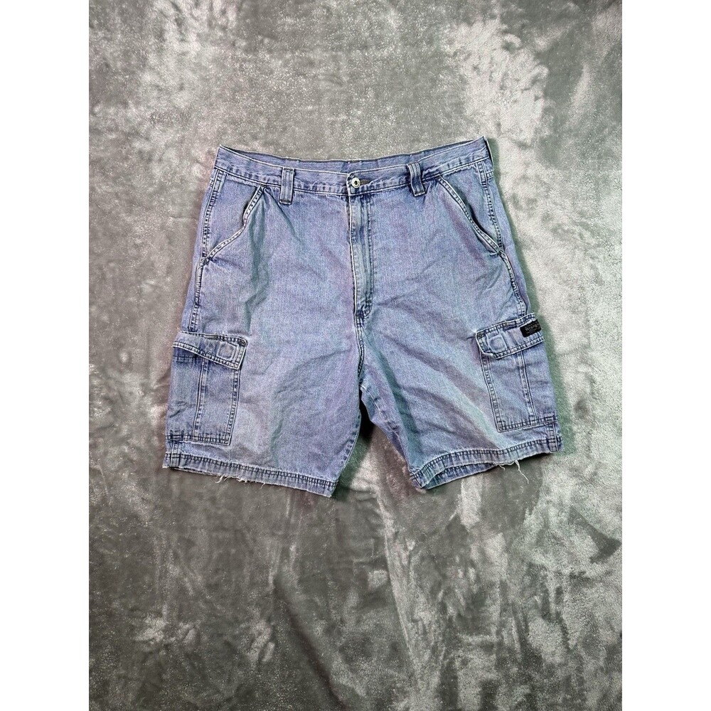 Wrangler Mens Shorts Denim 38 Blue Carpenter Cargo Shorts Y2K 90’s Workwear